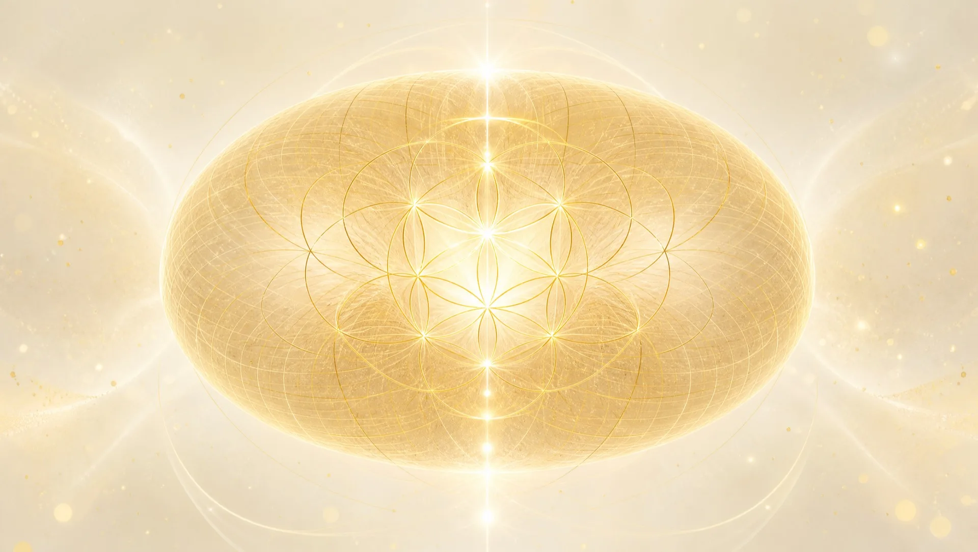 A golden field of light on cream, the full frequency field.