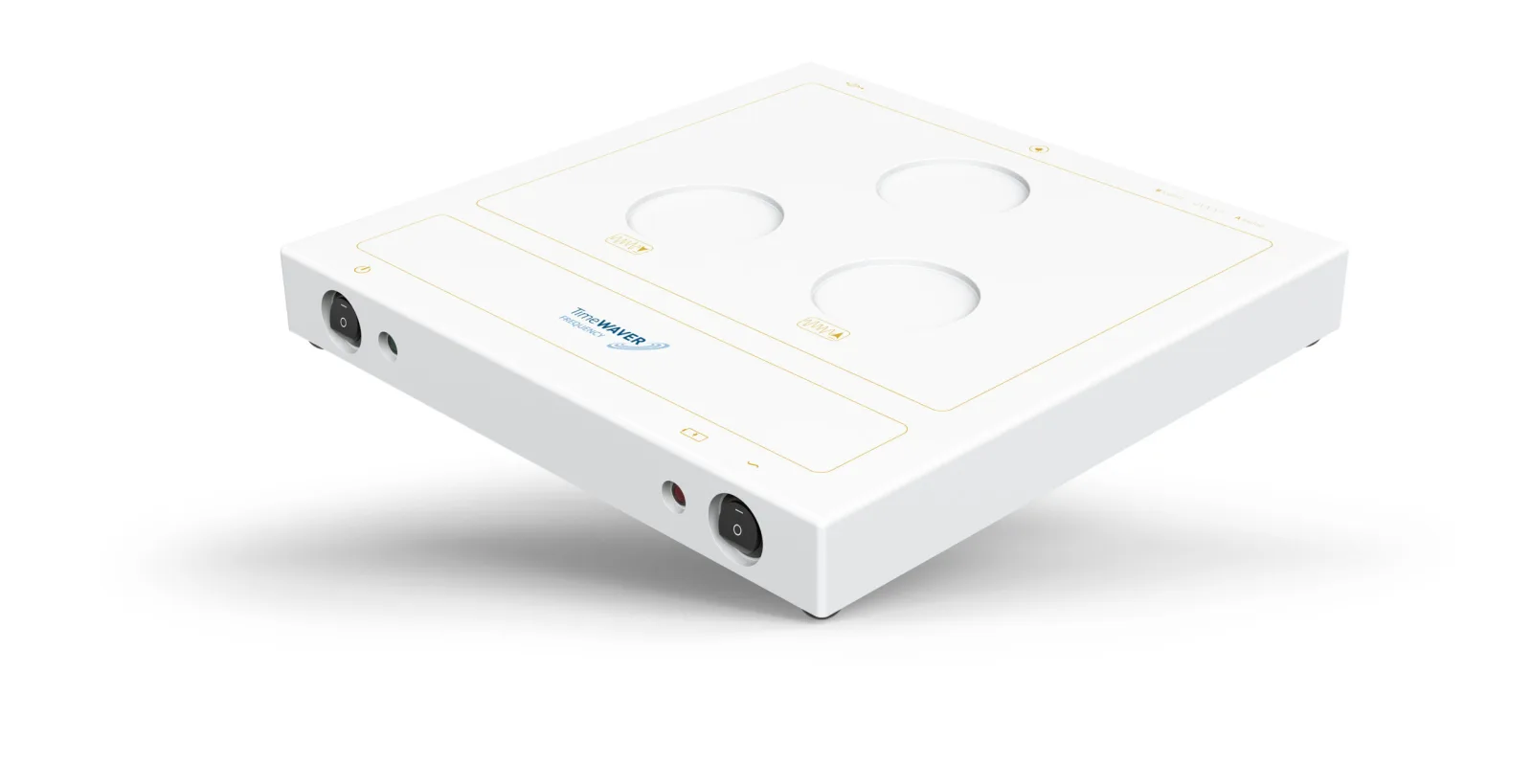 A flat white TimeWaver console on a white surface.